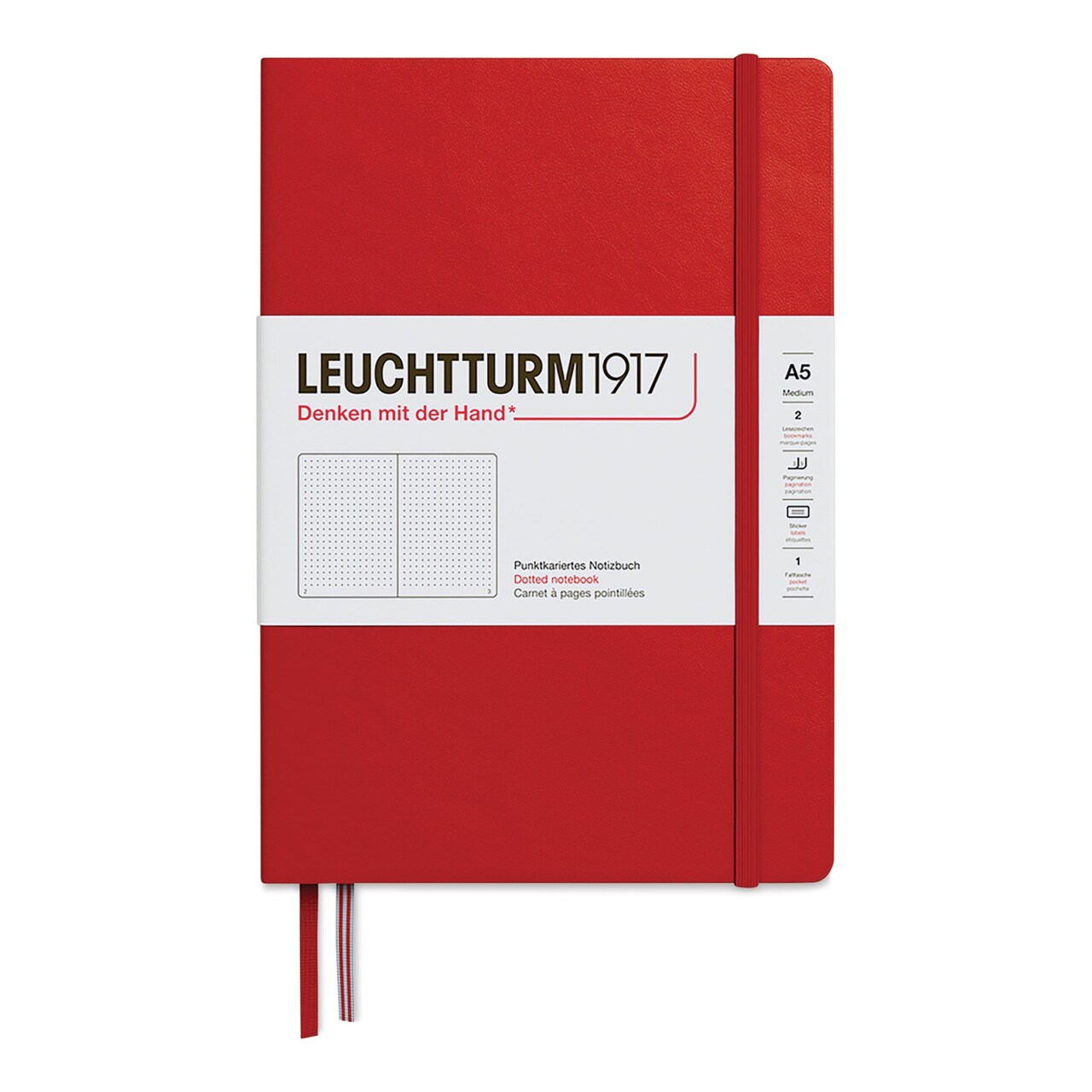 Leuchtturm1917 Dotted Hardbound Notebook - Cherry, 5-3/4" x 8-1/4"